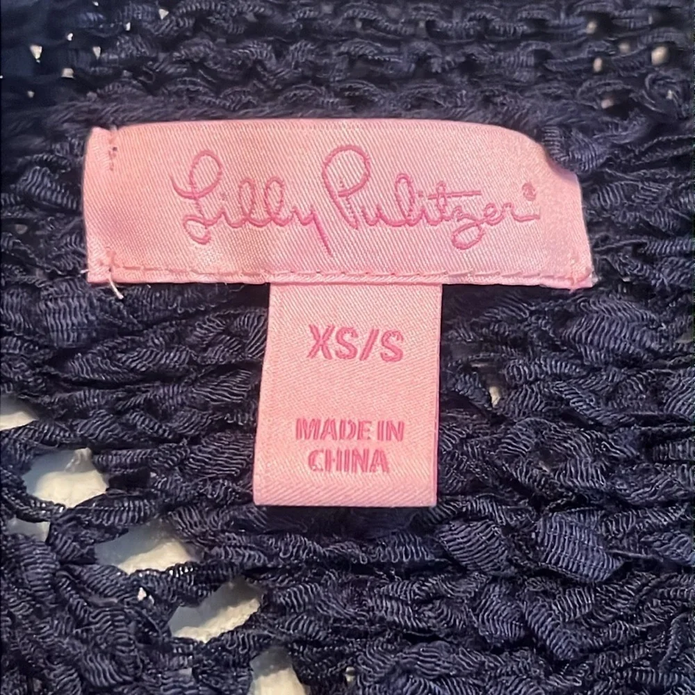 Lilly Pulitzer Navy Larissa Crochet Knit Sweater Size XS/S - Picture 10 of 12
